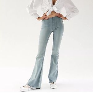 Free People We the Free Penny Pull-On Flare Raw Hem Jeans